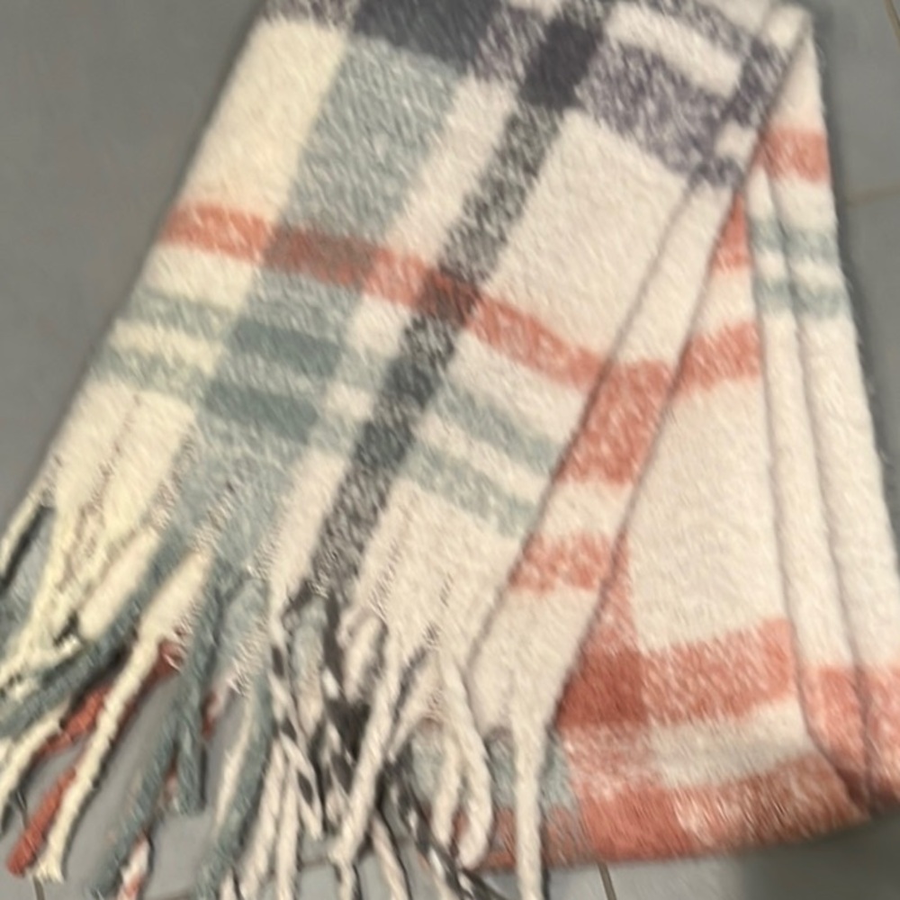 Plaid Fringe Blanket Scarf